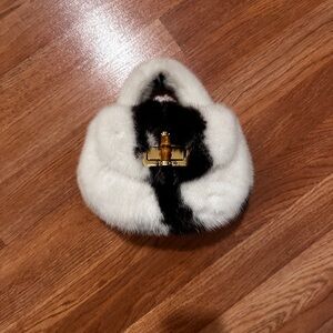 Chic Black and White Mink Fur Purse